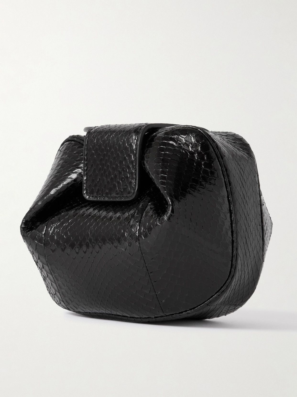 Gabriela Hearst Soft Demi Snake-effect Leather Clutch In Black