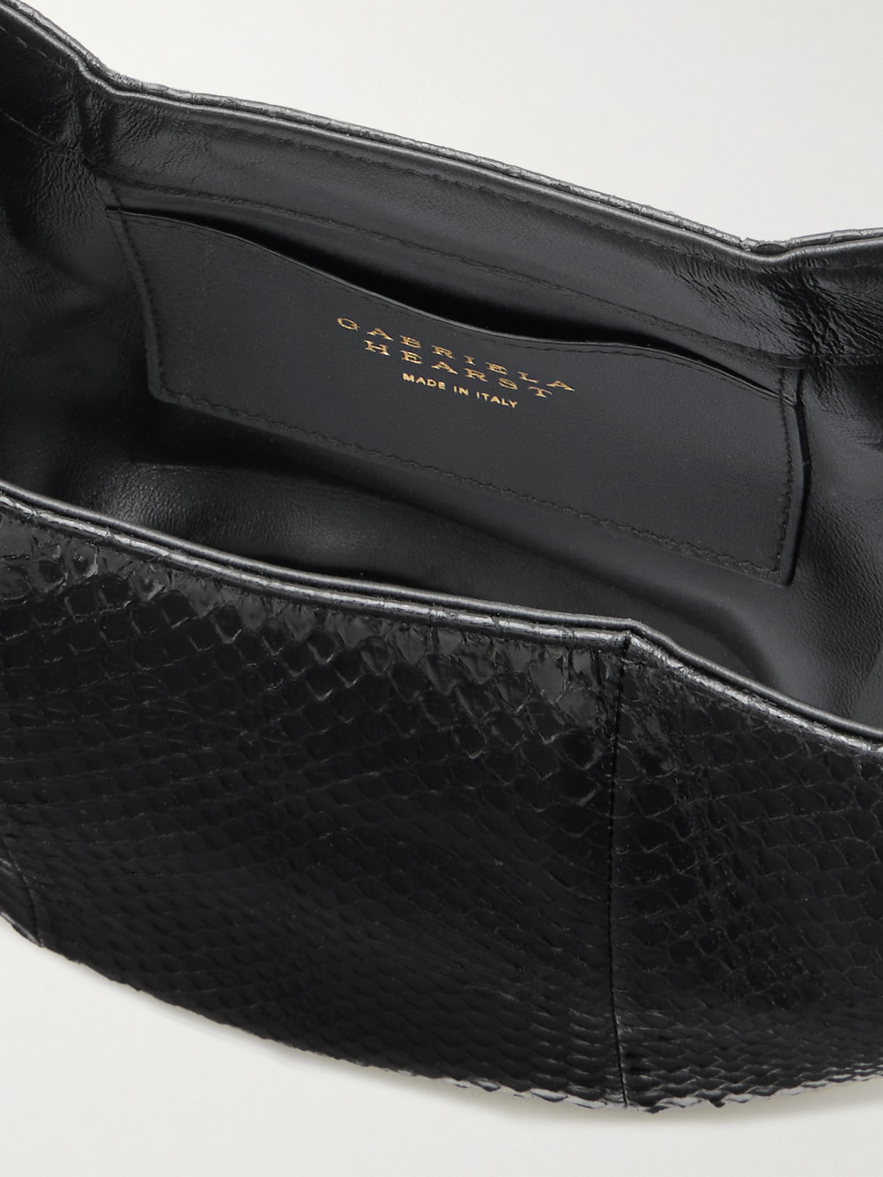 Gabriela Hearst Soft Demi Snake-effect Leather Clutch In Black