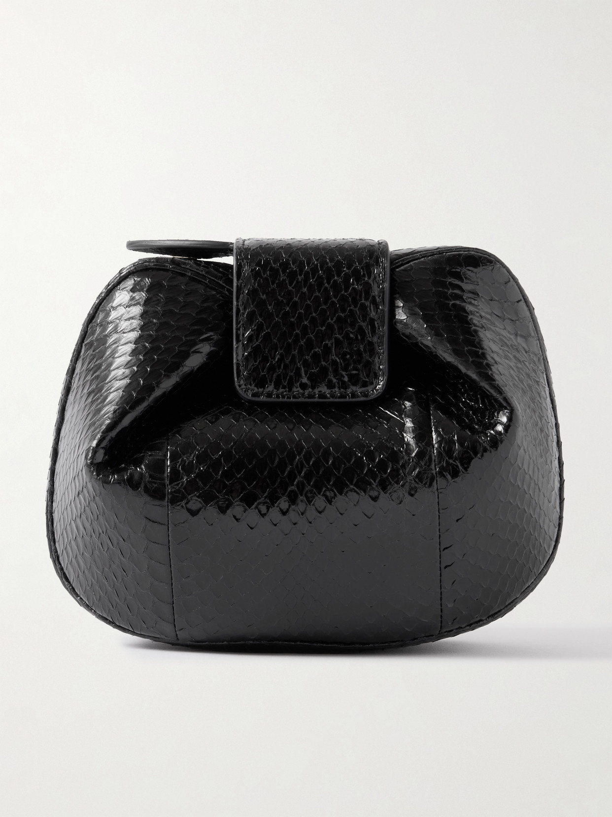 Gabriela Hearst Soft Demi Snake-effect Leather Clutch In Black