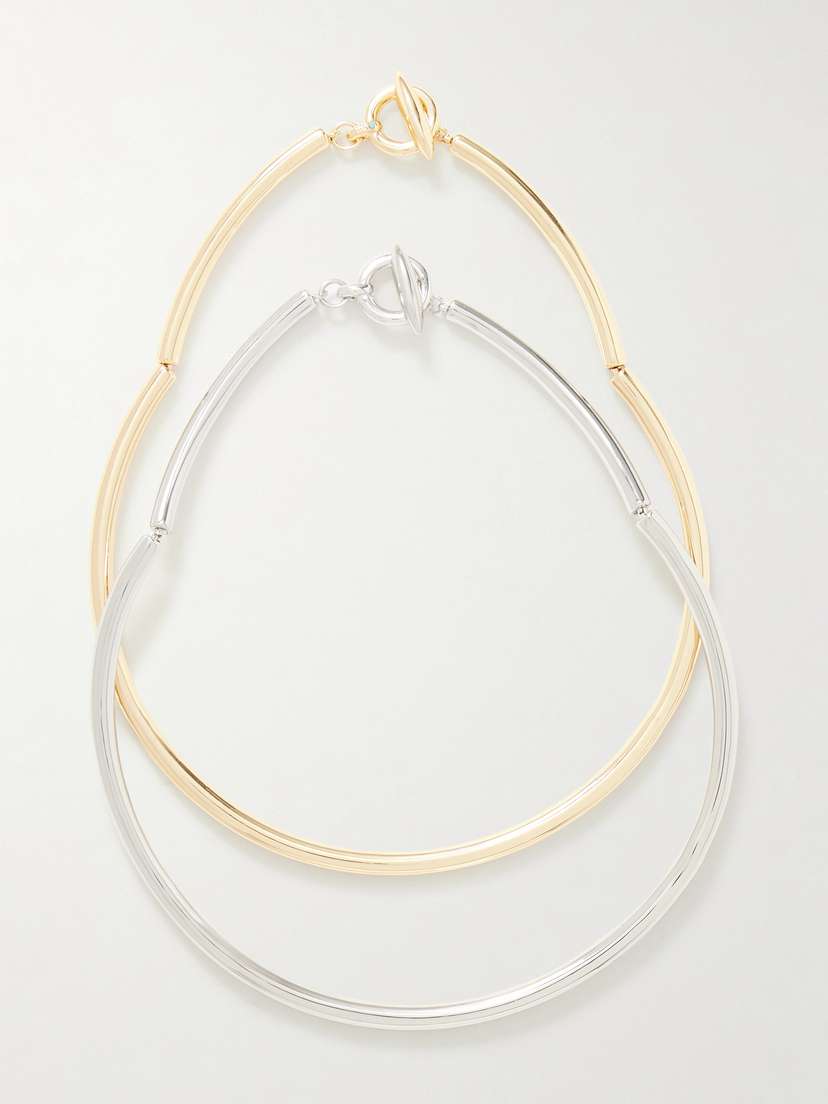 Roxanne Assoulin The Tubular Set Of Two Gold And Silver-tone Necklaces
