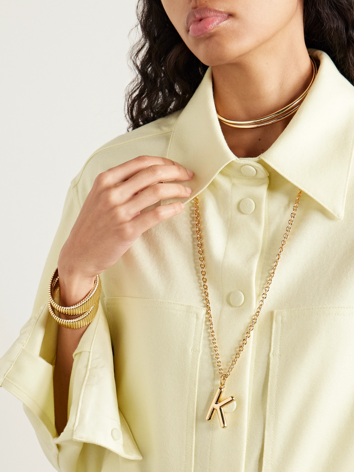 Roxanne Assoulin Puffy Initial Gold-tone Necklace In Gold