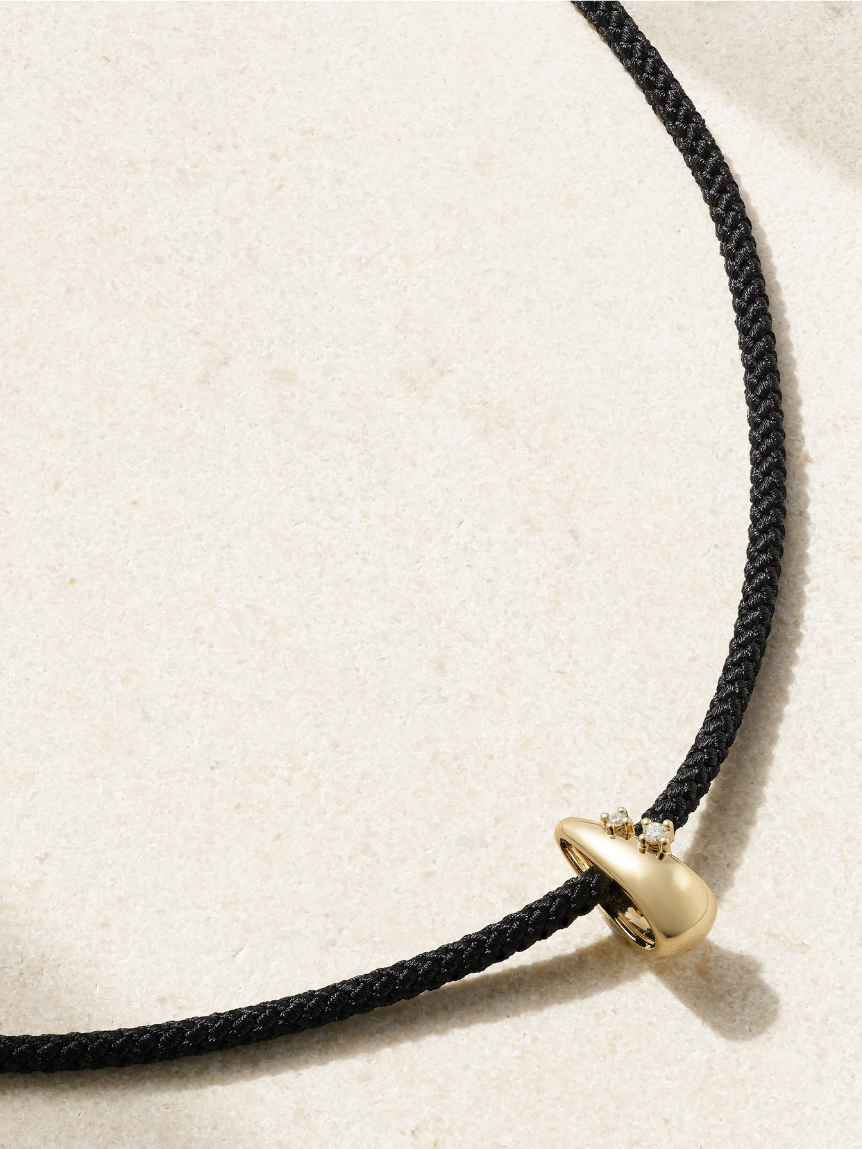 Mizuki 14-karat Gold, Cord And Diamond Necklace In Black