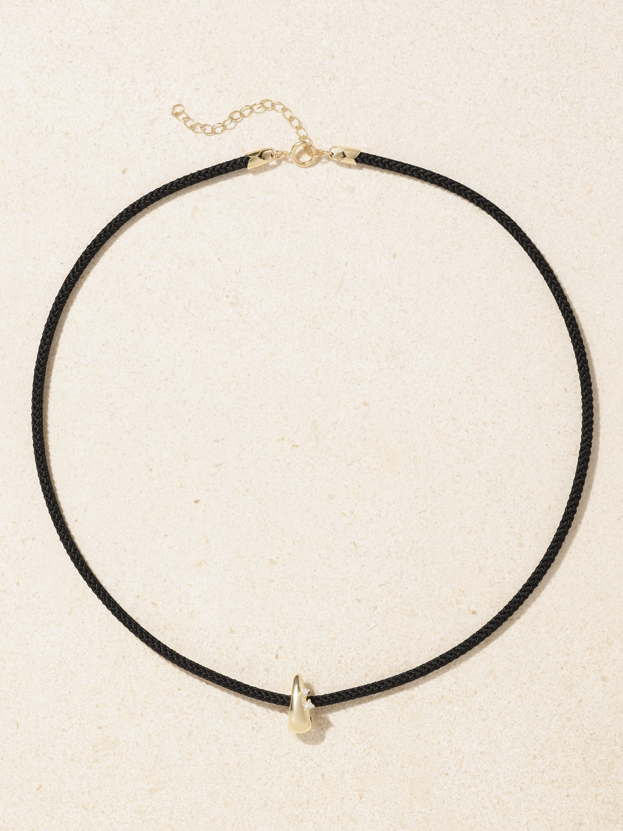 Mizuki 14-karat Gold, Cord And Diamond Necklace