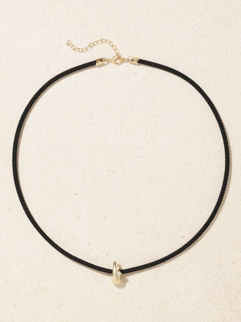 Mizuki 14-karat Gold, Cord And Diamond Necklace