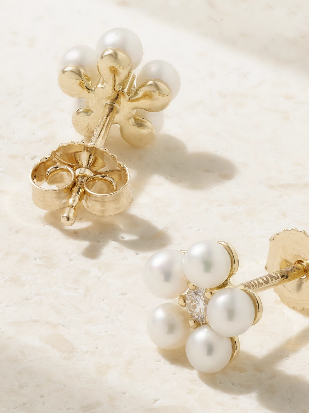 Mizuki 14-karat Gold, Pearl And Diamond Earrings In Gold