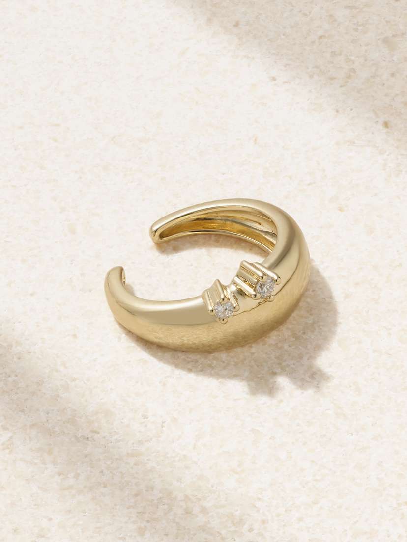 Mizuki 14-karat Gold Diamond Single Ear Cuff