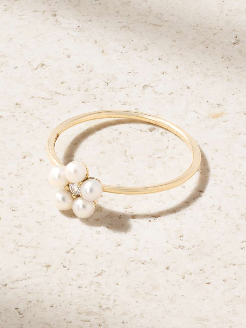 Mizuki 14-karat Gold, Pearl And Diamond Ring