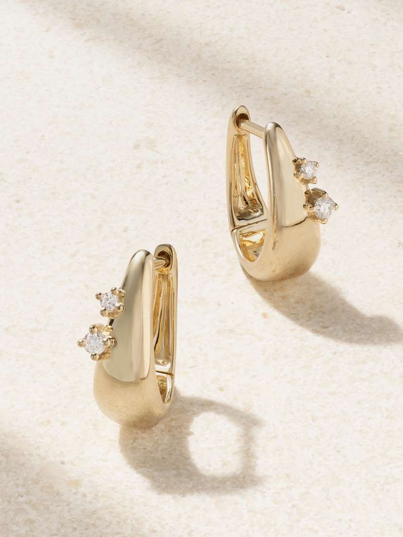 Mizuki 14-karat Gold Diamond Hoop Earrings