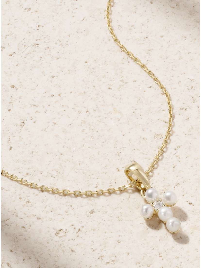 Mizuki 14-karat Gold, Pearl And Diamond Necklace