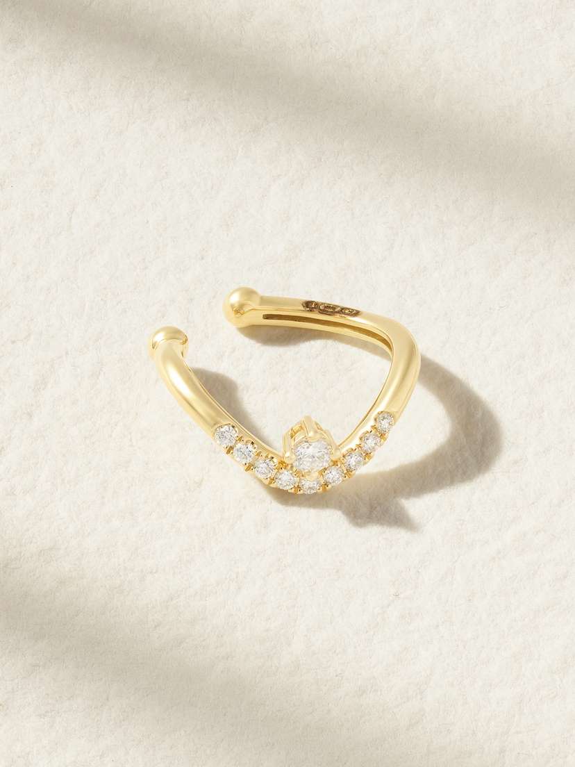 Mizuki 14-karat Gold Diamond Ear Cuff