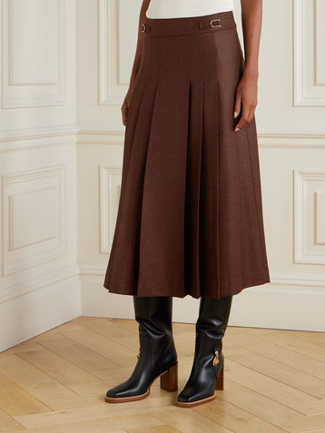 Gabriela Hearst Wesley pleated wool and cashmere-blend twill midi skirt