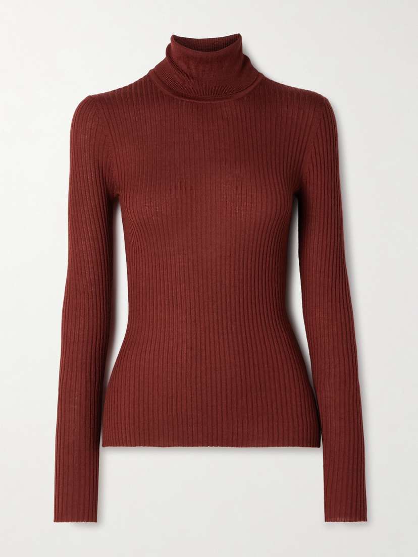 Gabriela Hearst Peppe Ribbed Cashmere And Silk-blend Turtleneck Sweater