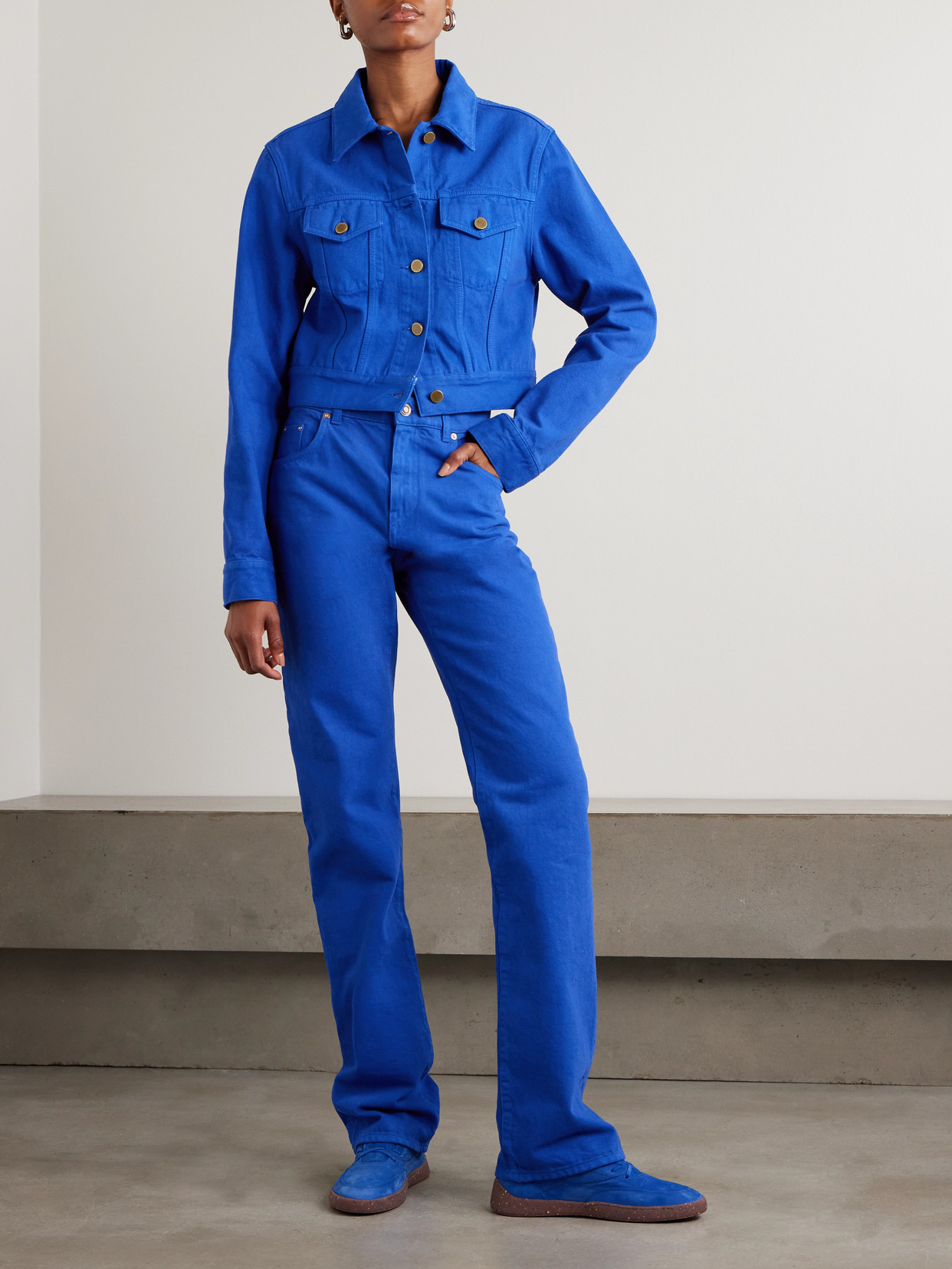 Bronte Cropped Recycled-Denim Jacket