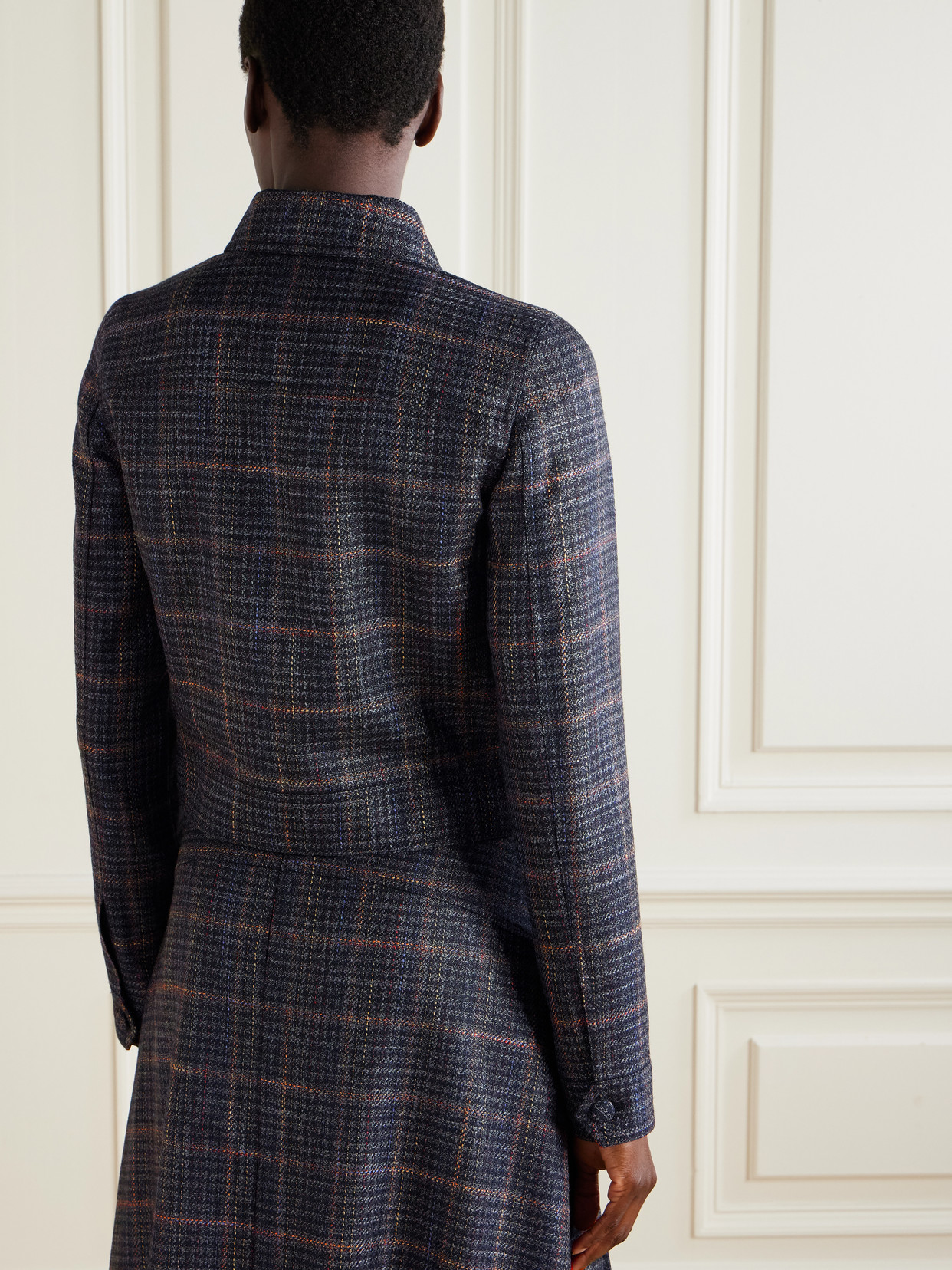 Gabriela Hearst Thereza Prince Of Wales Checked Wool And Silk-blend Jacket In Gray