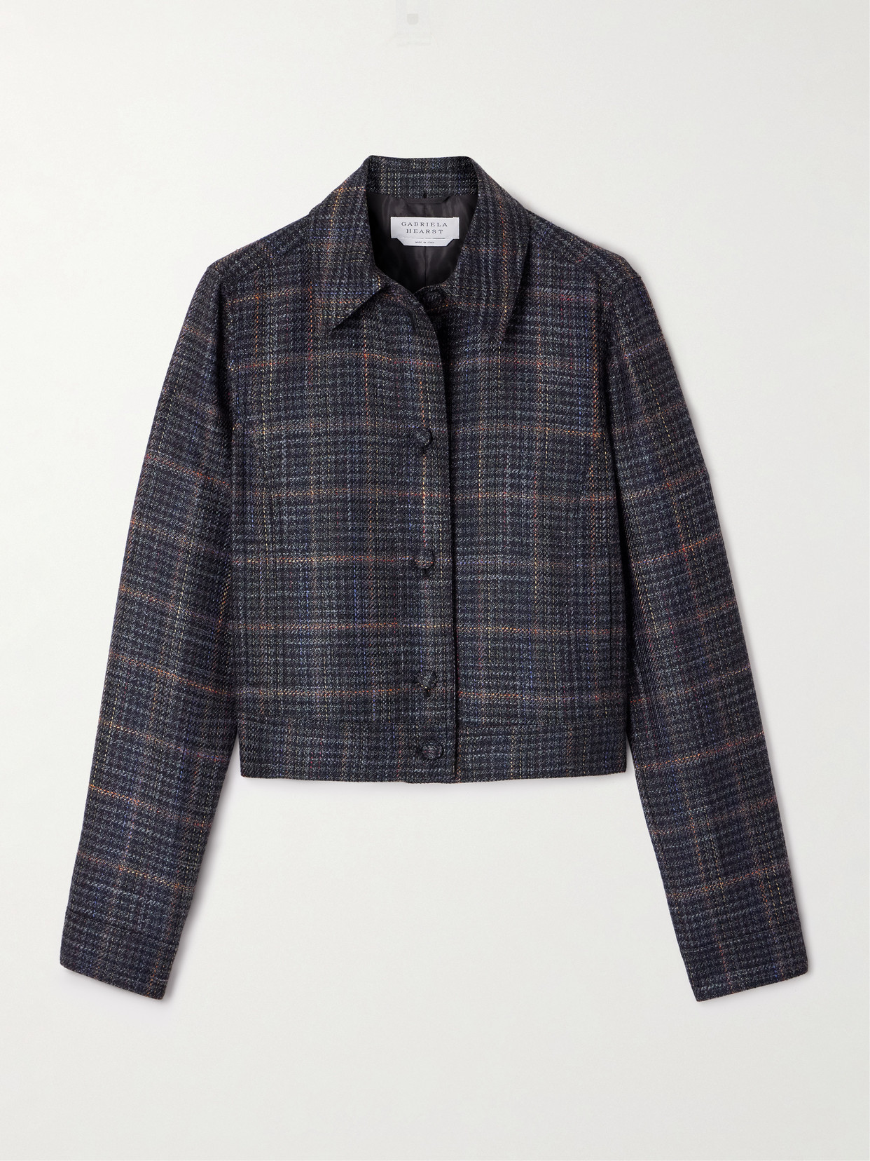 Gabriela Hearst Thereza Prince Of Wales Checked Wool And Silk-blend Jacket In Gray