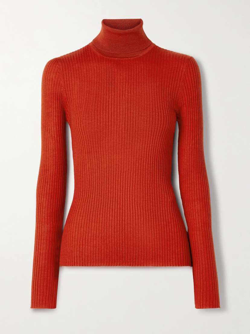 Gabriela Hearst Peppe Ribbed Cashmere And Silk-blend Turtleneck Sweater