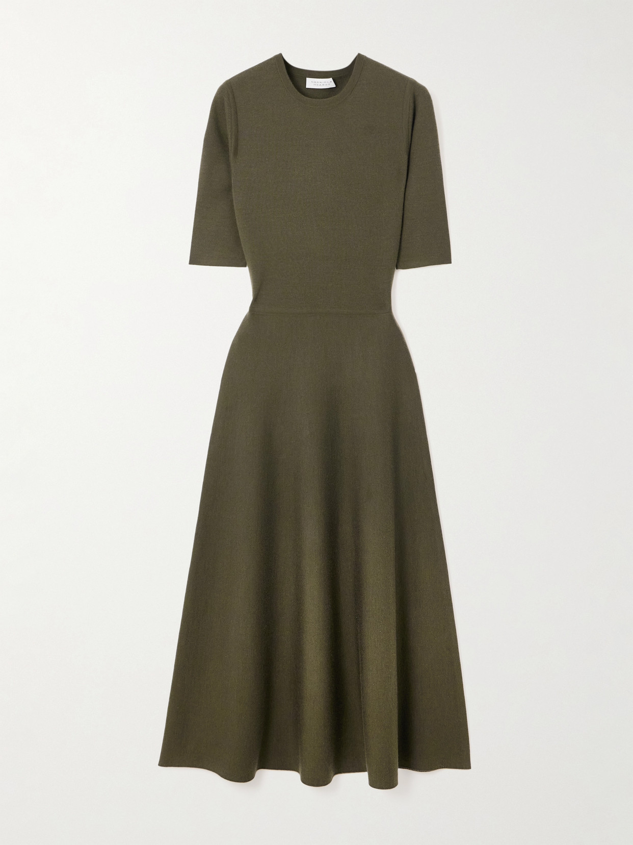 Gabriela Hearst Seymore Wool, Cashmere And Silk-blend Midi Dress In Green