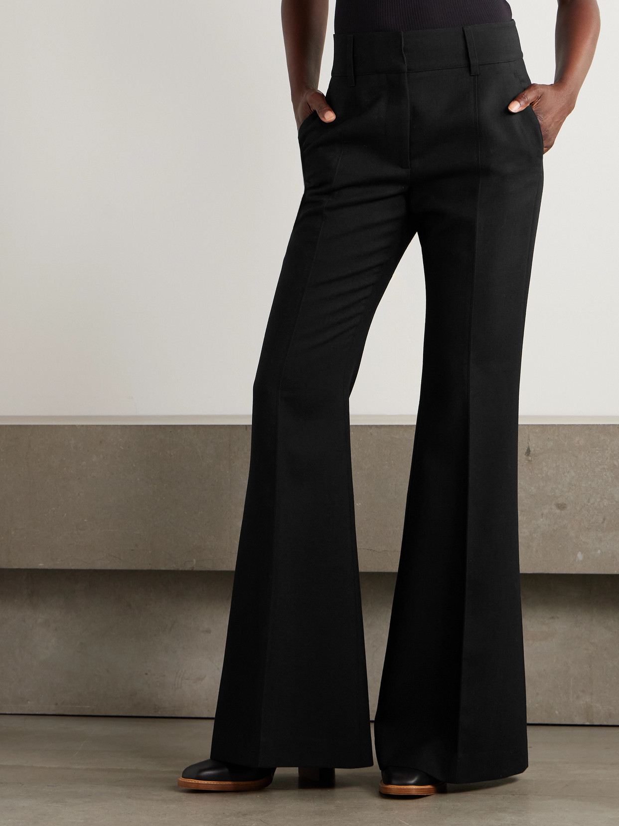 Gabriela Hearst Rhein Wool Flared Pants In Black