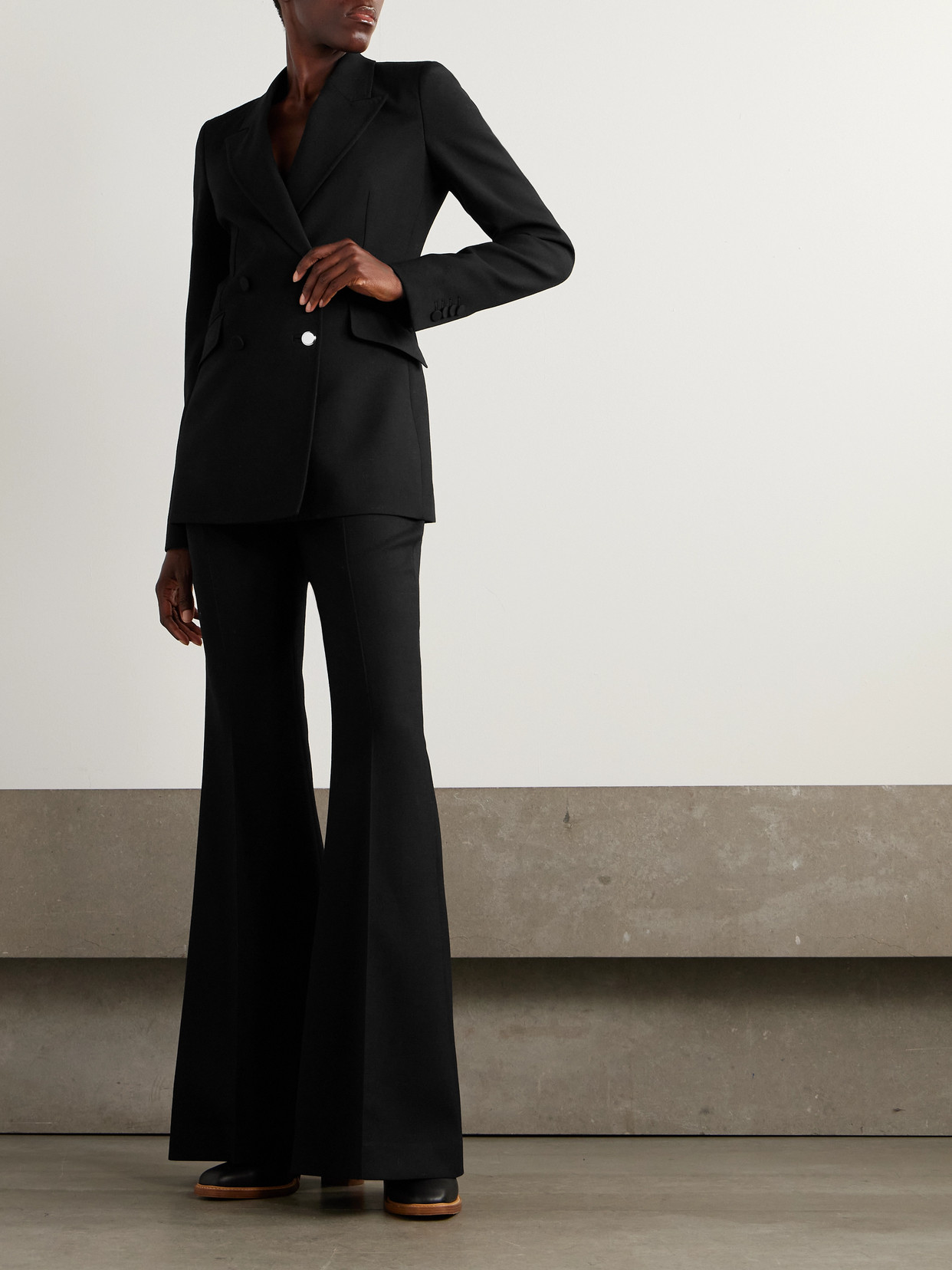 Gabriela Hearst Rhein Wool Flared Pants In Black