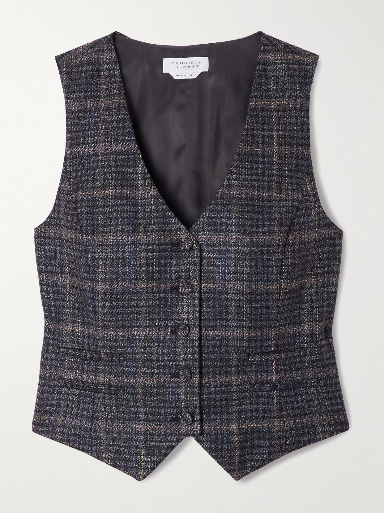 Gabriela Hearst Coleridge Checked Wool And Silk-blend Vest In Gray