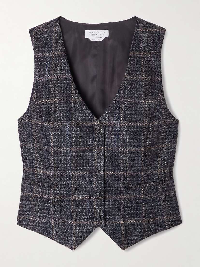 Gabriela Hearst Coleridge Checked Wool And Silk-blend Vest