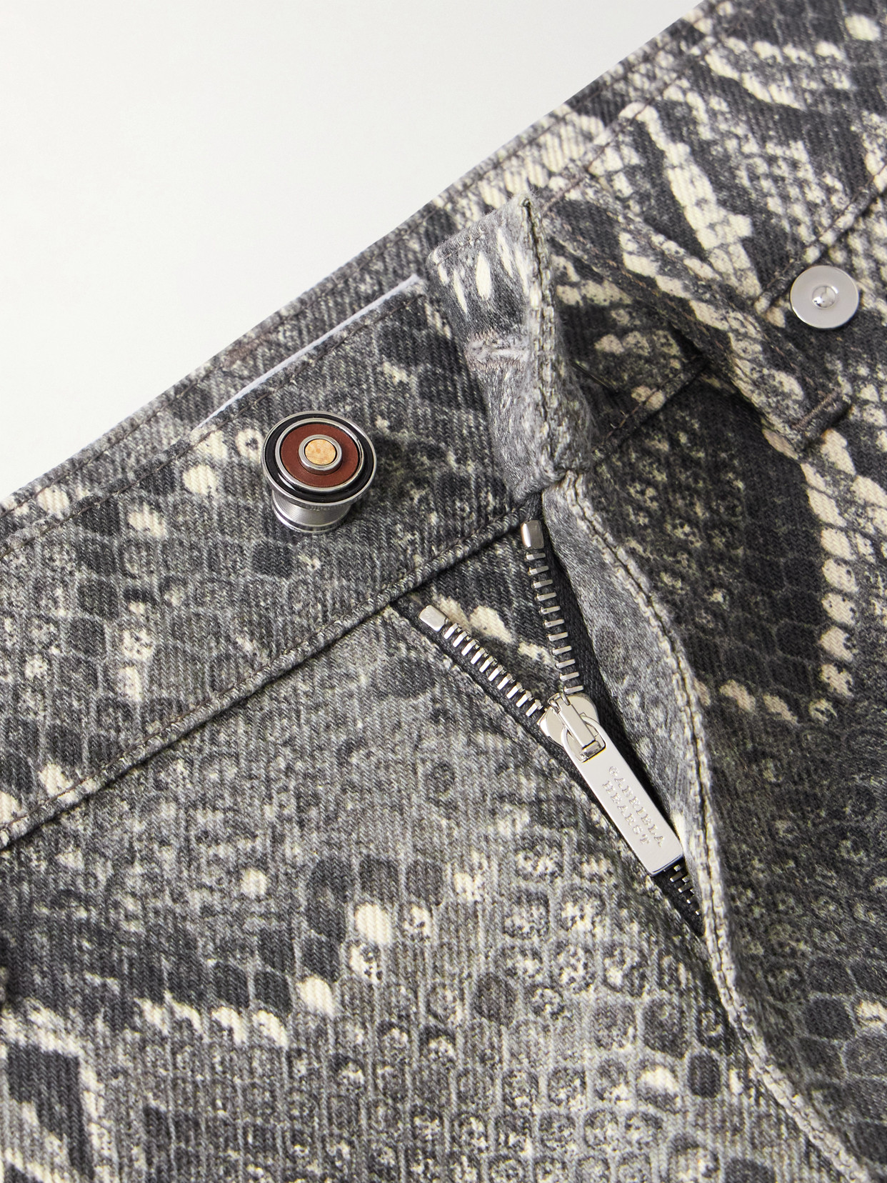 Gabriela Hearst Ezra Snake-print Recycled Mid-rise Bootcut Jeans In Gray