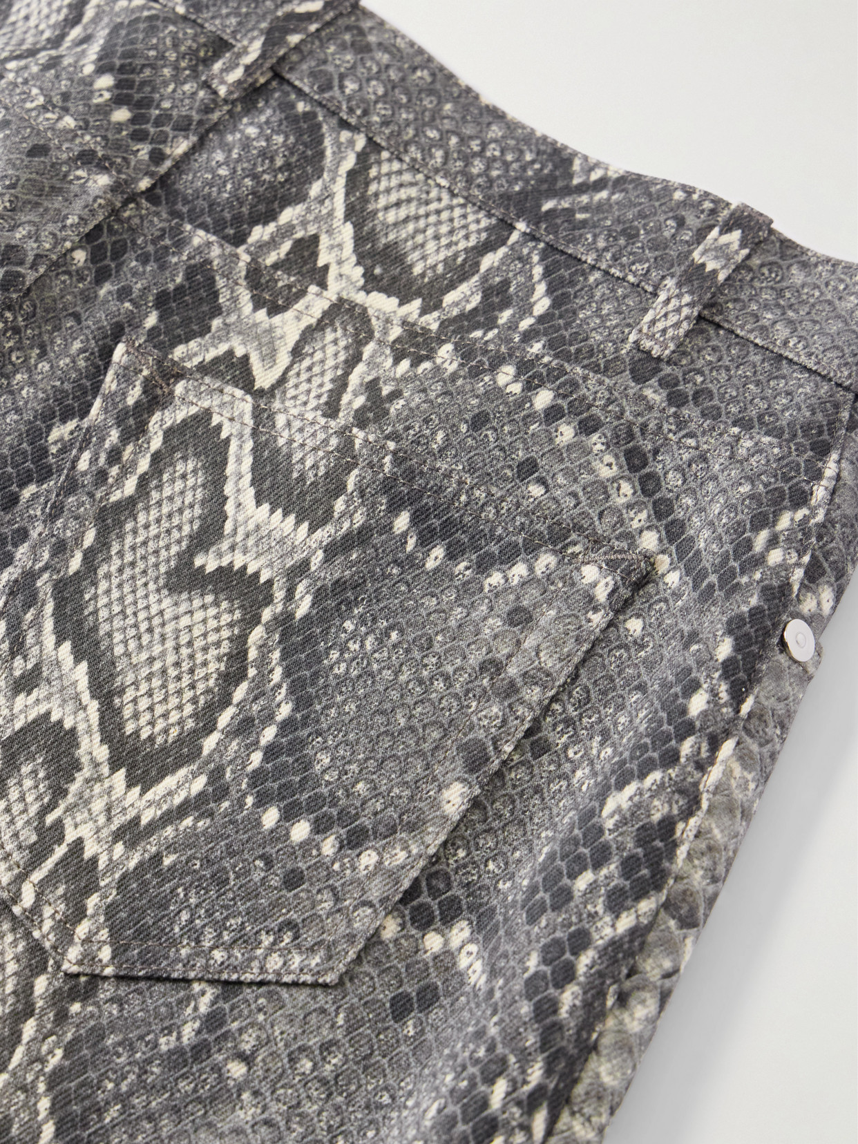 Gabriela Hearst Ezra Snake-print Recycled Mid-rise Bootcut Jeans In Gray