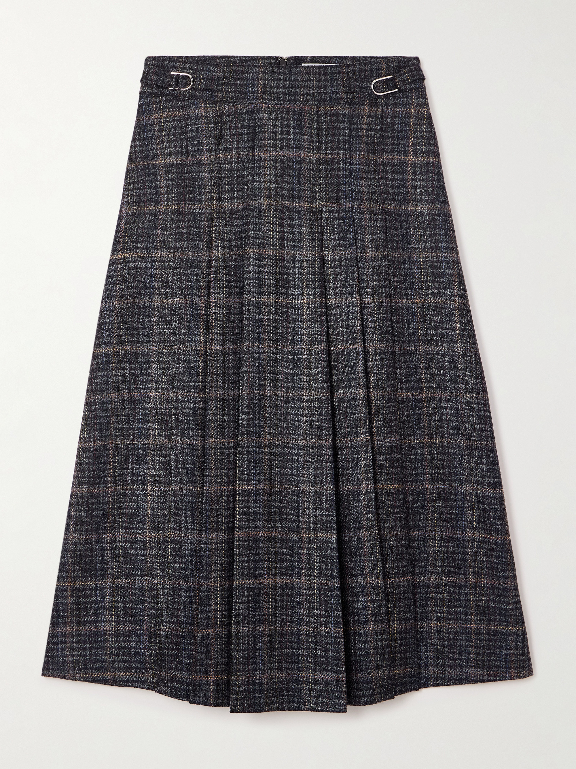 Gabriela Hearst Wesley pleated checked wool and silk-blend midi skirt thumbnail