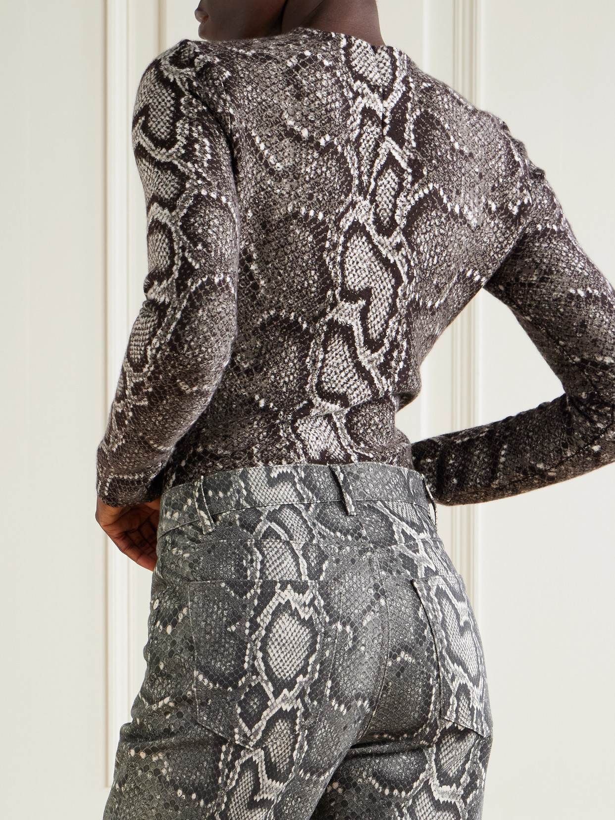 Gabriela Hearst Asha Snake-print Cashmere And Silk-blend Jacquard Top In Animal Print