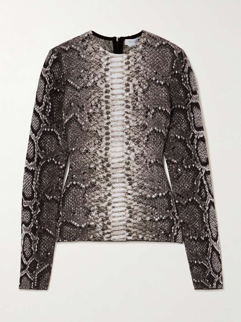 Gabriela Hearst Asha Snake-print Cashmere And Silk-blend Jacquard Top