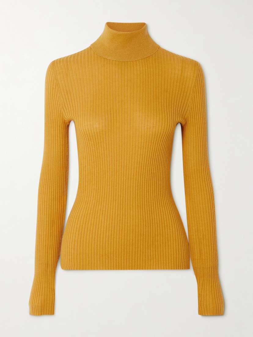 Gabriela Hearst Peppe Ribbed Cashmere And Silk-blend Turtleneck Sweater