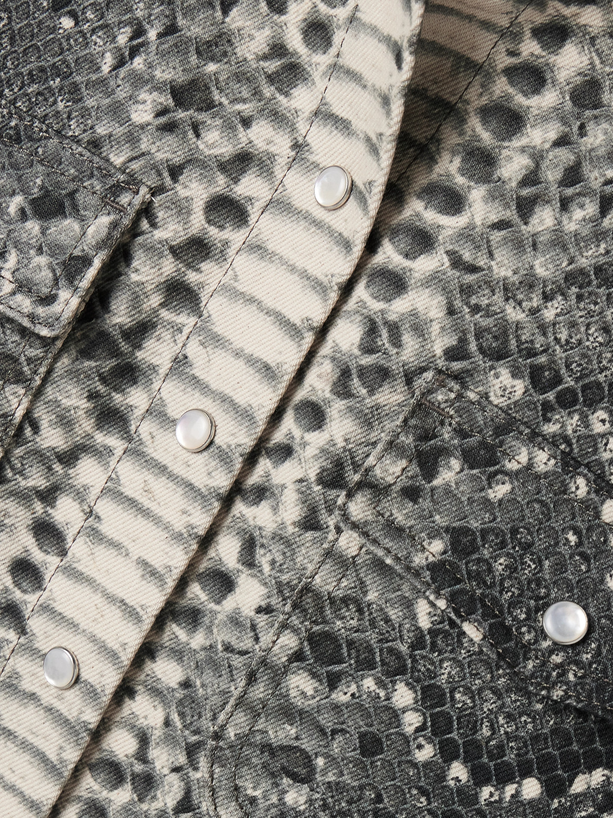 John Austin Snake-Print Recycled Denim Shirt