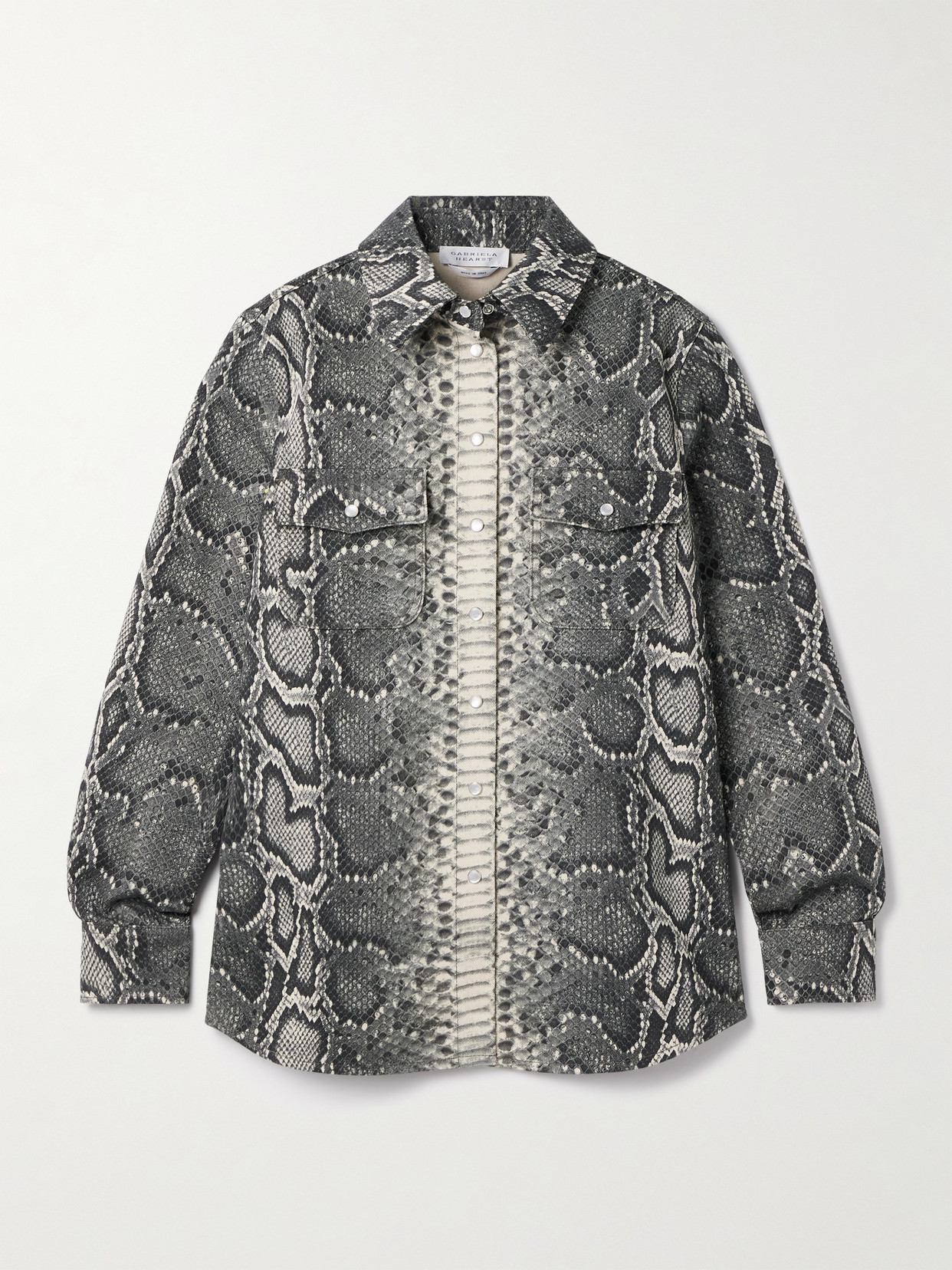 Gabriela Hearst John Austin Snake-print Recycled Denim Shirt In Gray