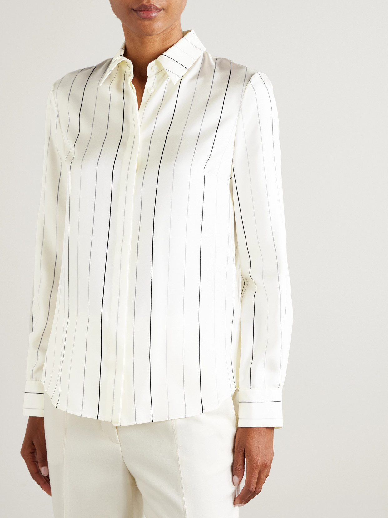 Gabriela Hearst Henri Pinstripe Silk Button-down Blouse In White