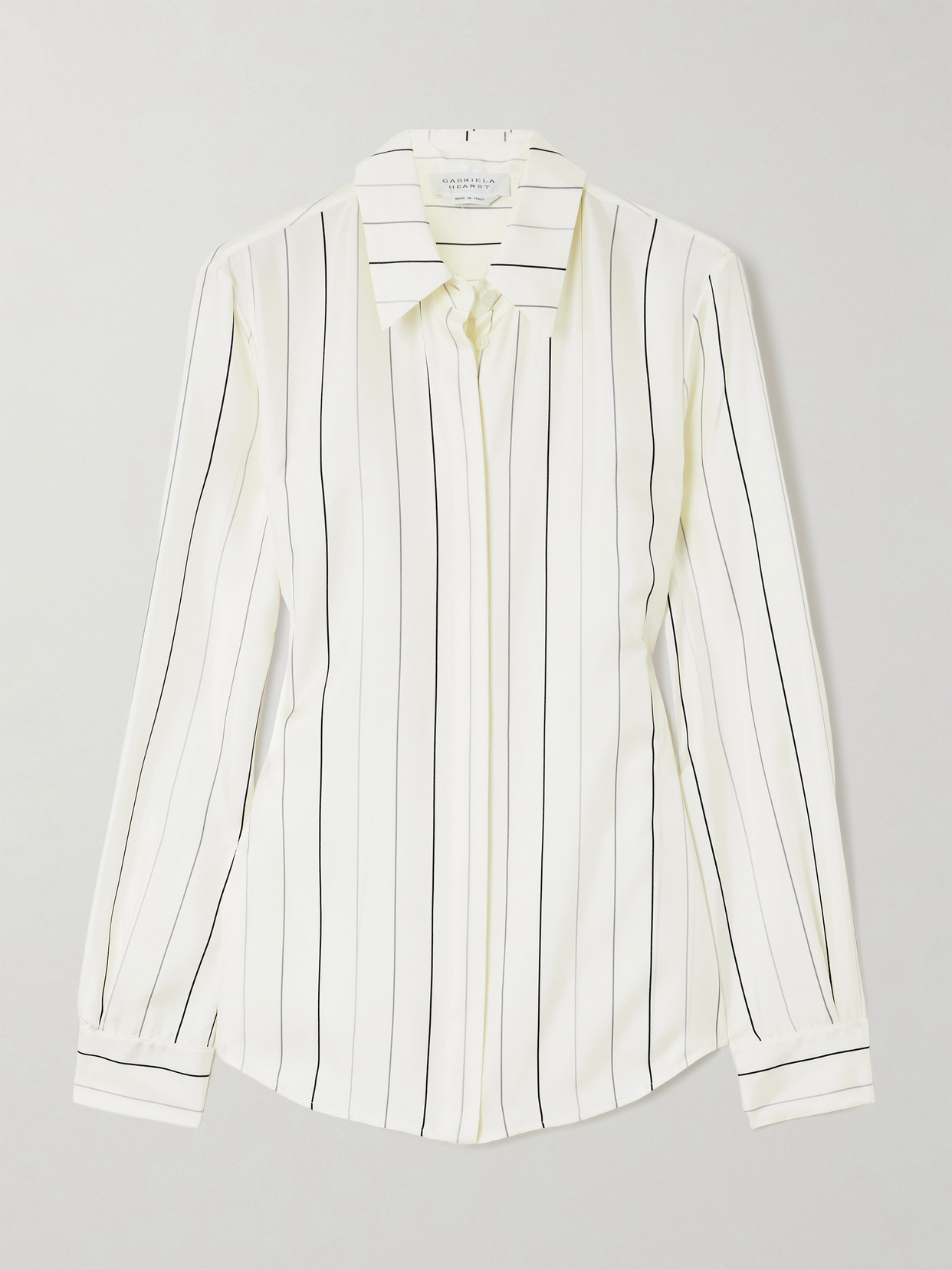 Gabriela Hearst Henri Pinstripe Silk Button-down Blouse In White