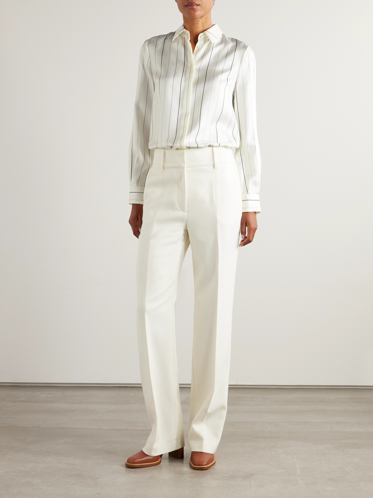 Gabriela Hearst Henri Pinstripe Silk Button-down Blouse In White
