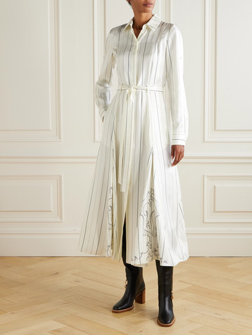 Gabriela Hearst Galway belted striped silk-twill midi shirt dress