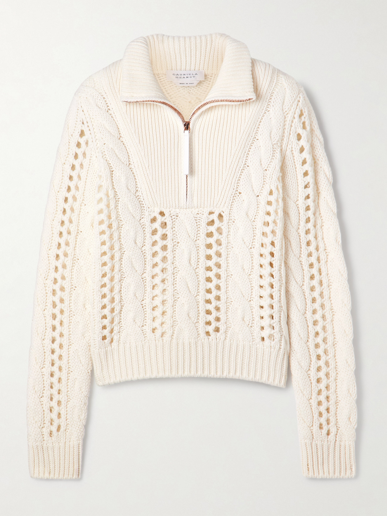 Gabriela Hearst Idris Cable-knit Cashmere Sweater In White