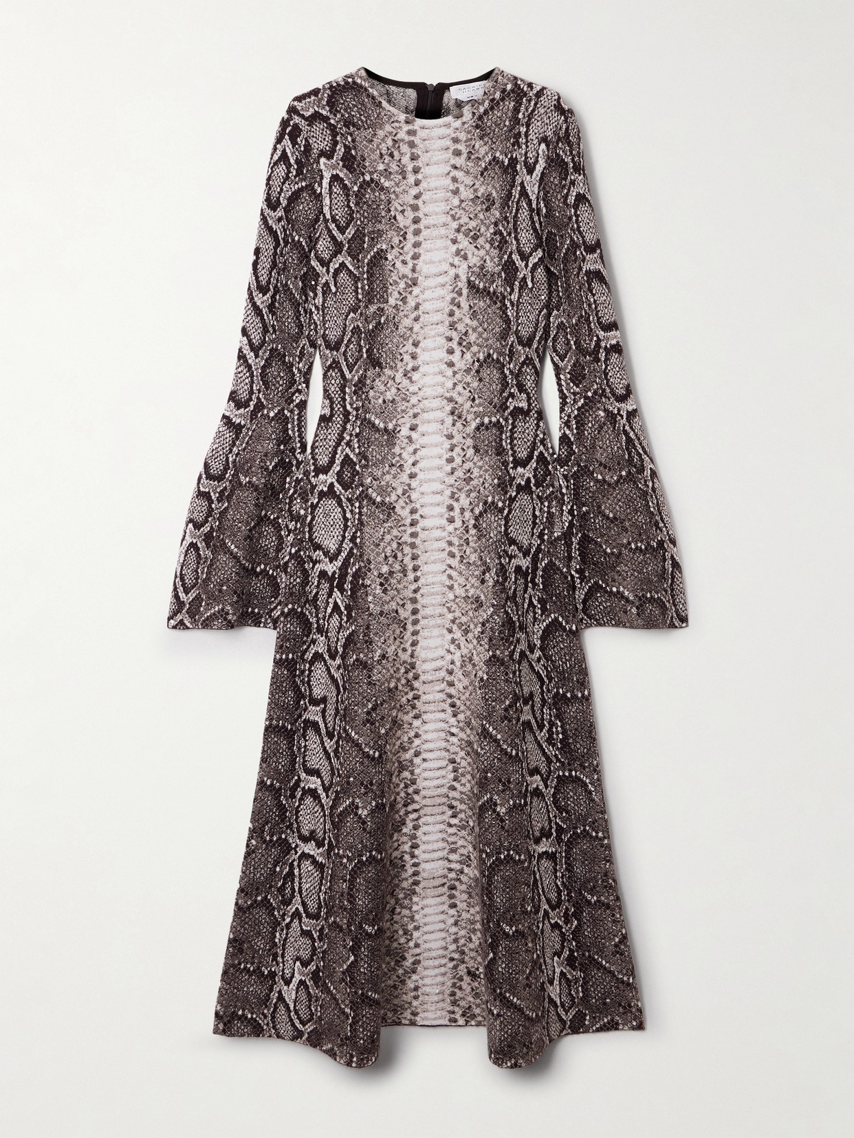 Gabriela Hearst Snake-effect Jacquard-knit Cashmere And Silk Blend Maxi Dress In Gray
