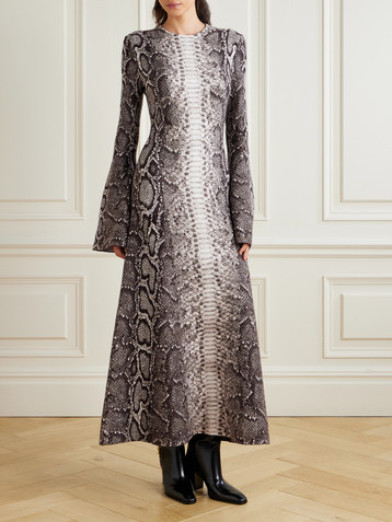 Gabriela Hearst Snake-effect jacquard-knit cashmere and silk blend maxi dress