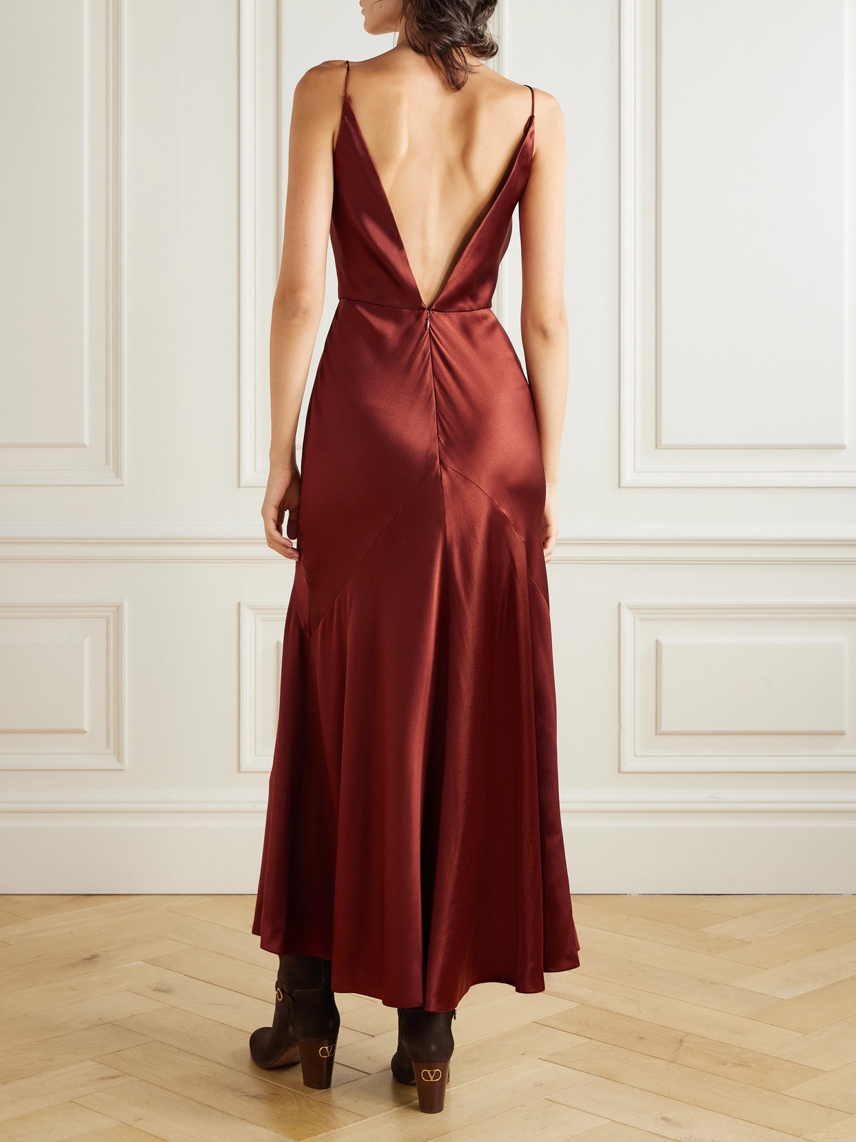 Gabriela Hearst Brigita Dress In Burnt Sienna Double Satin In Brown