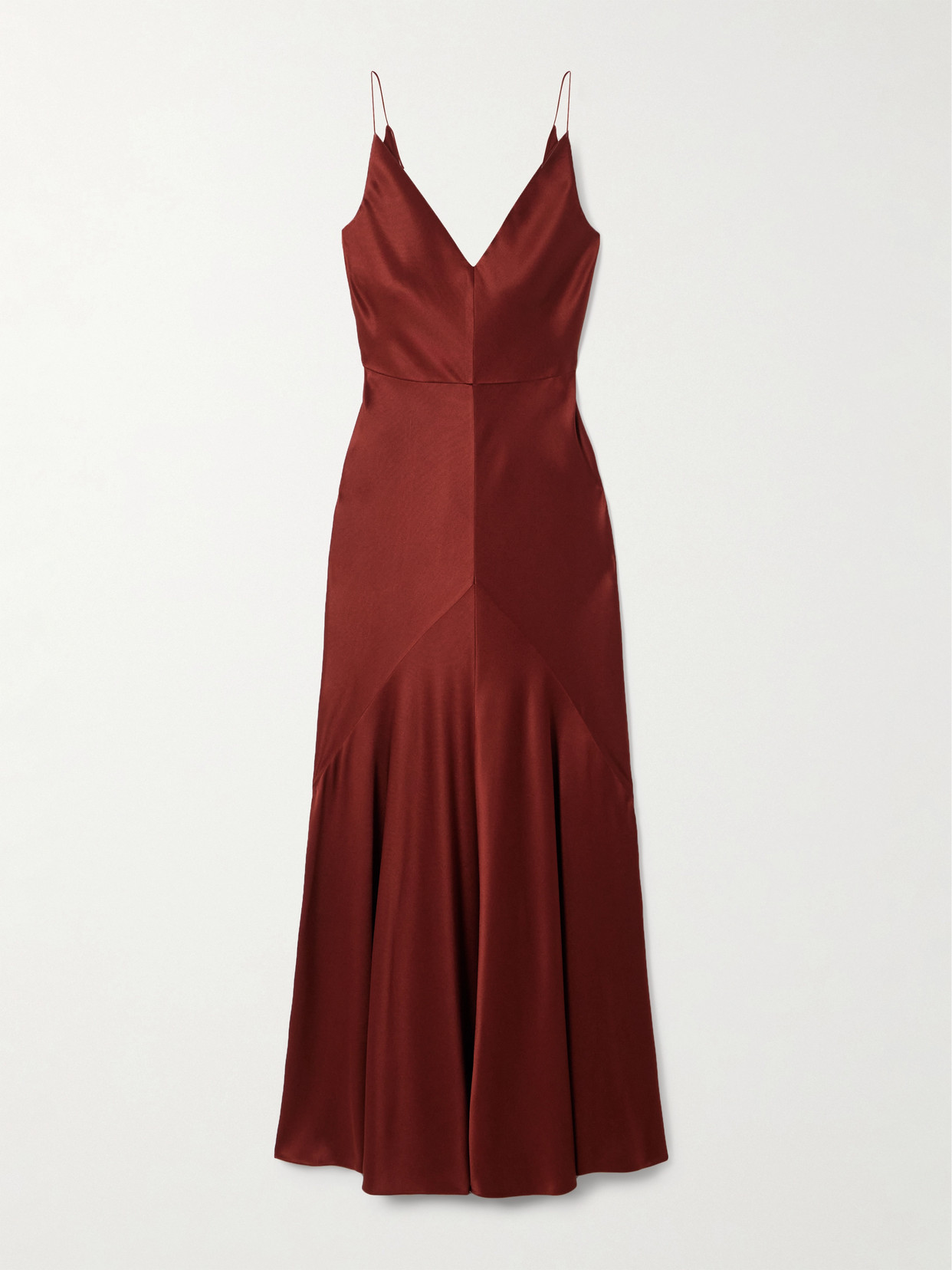 Gabriela Hearst Brigita Paneled Silk-satin Maxi Dress In Brown