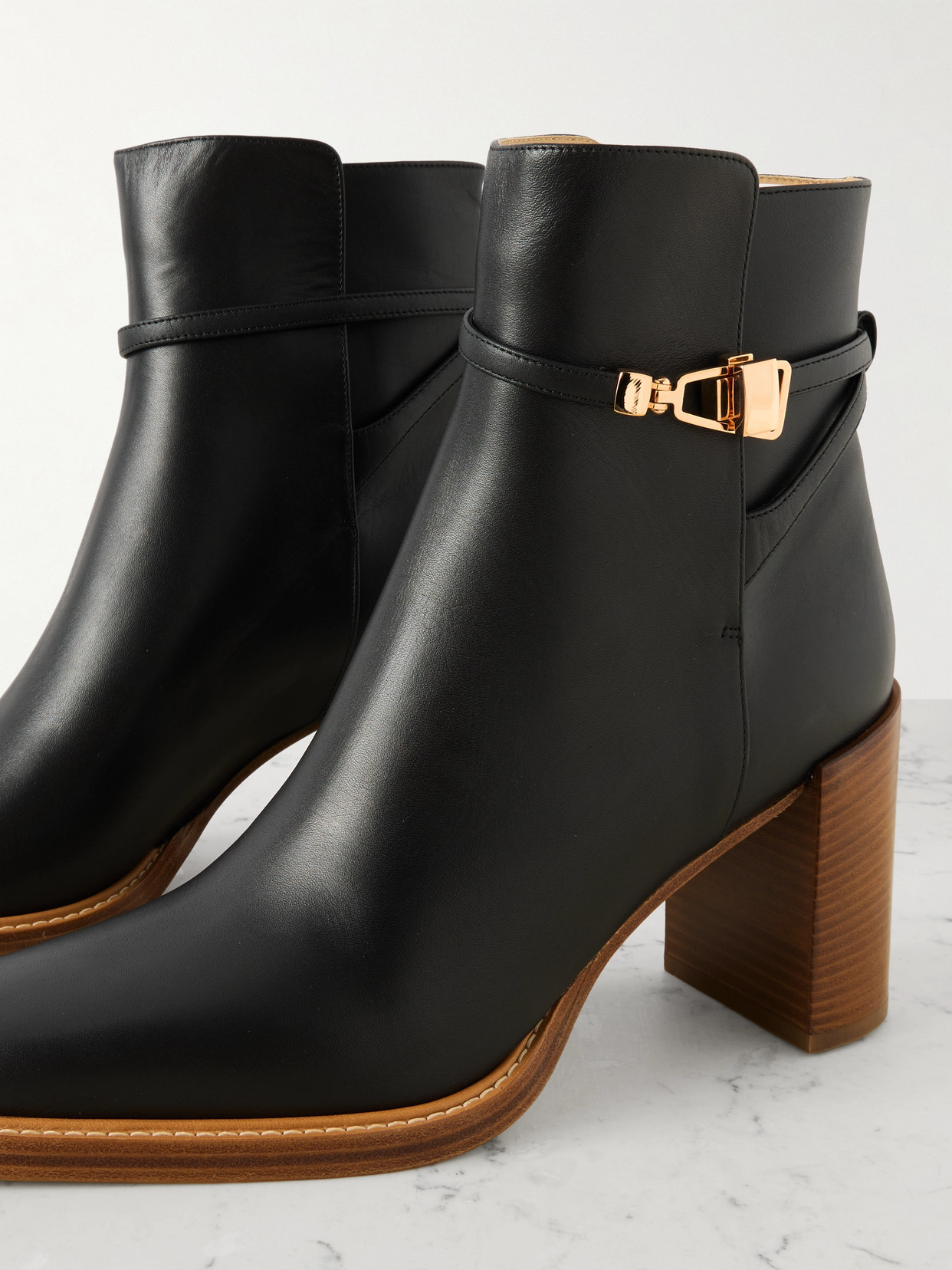 Gabriela Hearst Nina Clasp Ankle Boot In Black Leather In Black