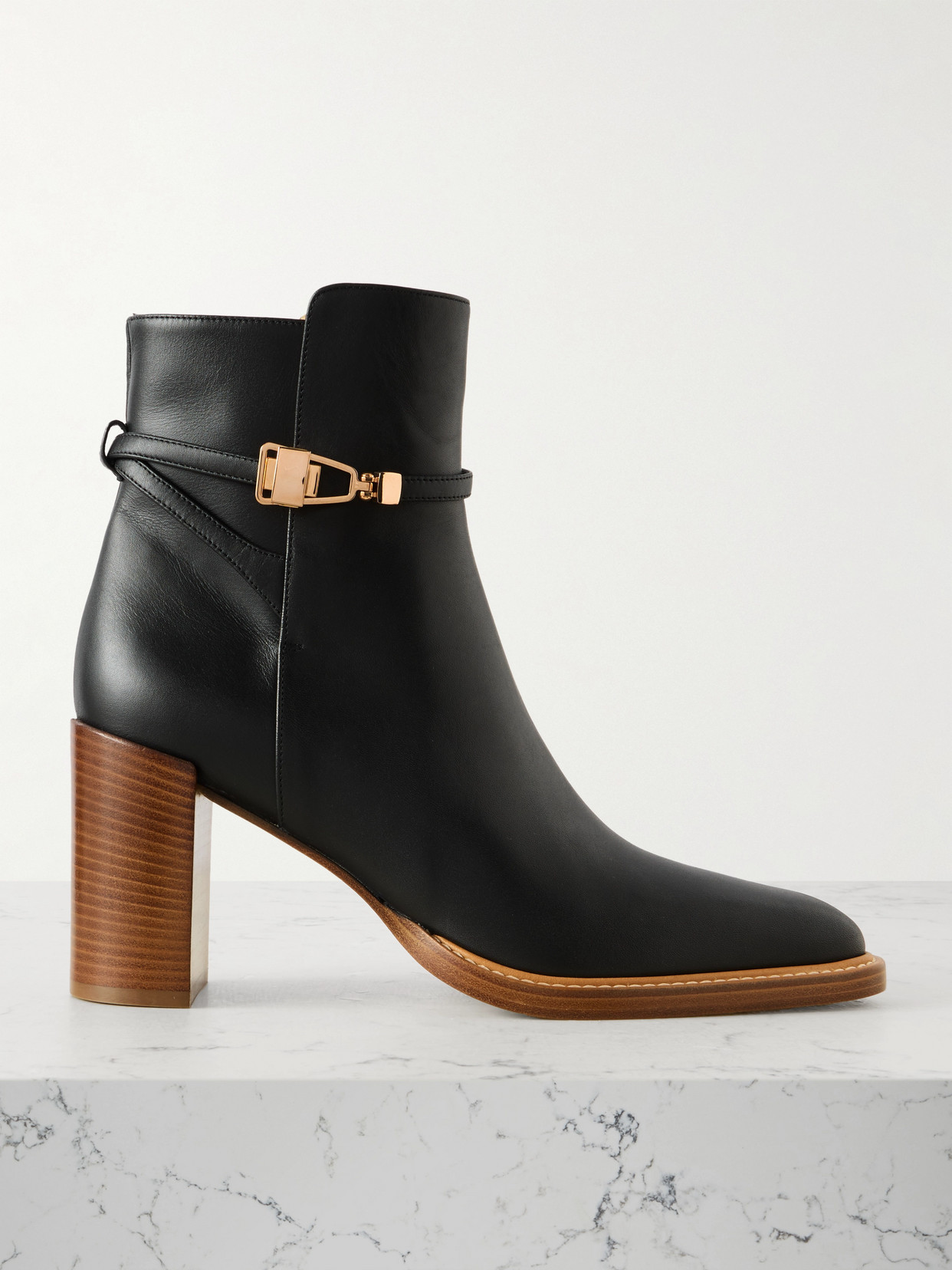 Gabriela Hearst Nina Clasp Ankle Boot In Black Leather In Black