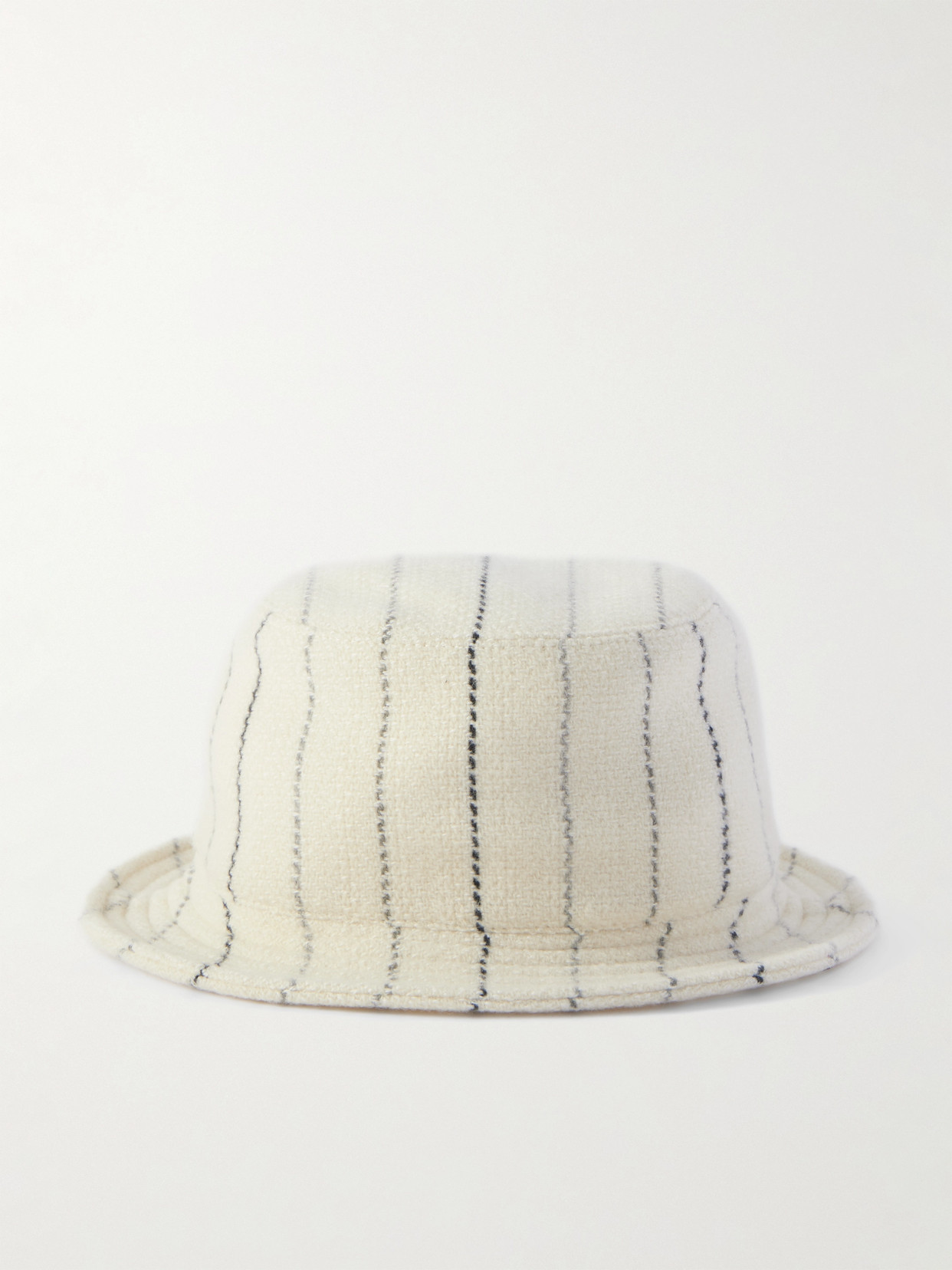 Gabriela Hearst Kiran Striped Cashmere And Wool-blend Bucket Hat In White