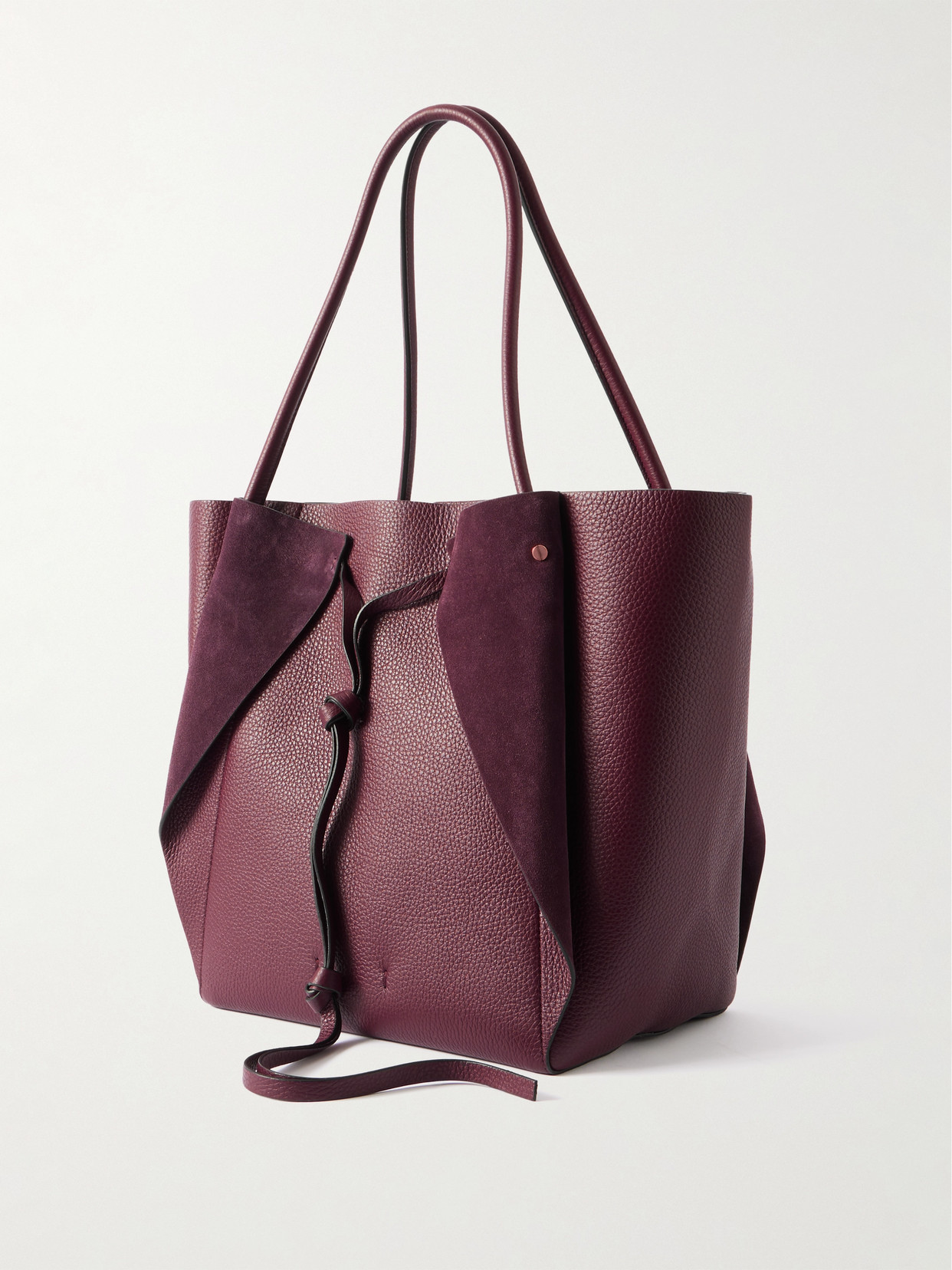 Gabriela Hearst Marija Tasseled Suede-trimmed Leather Tote In Burgundy
