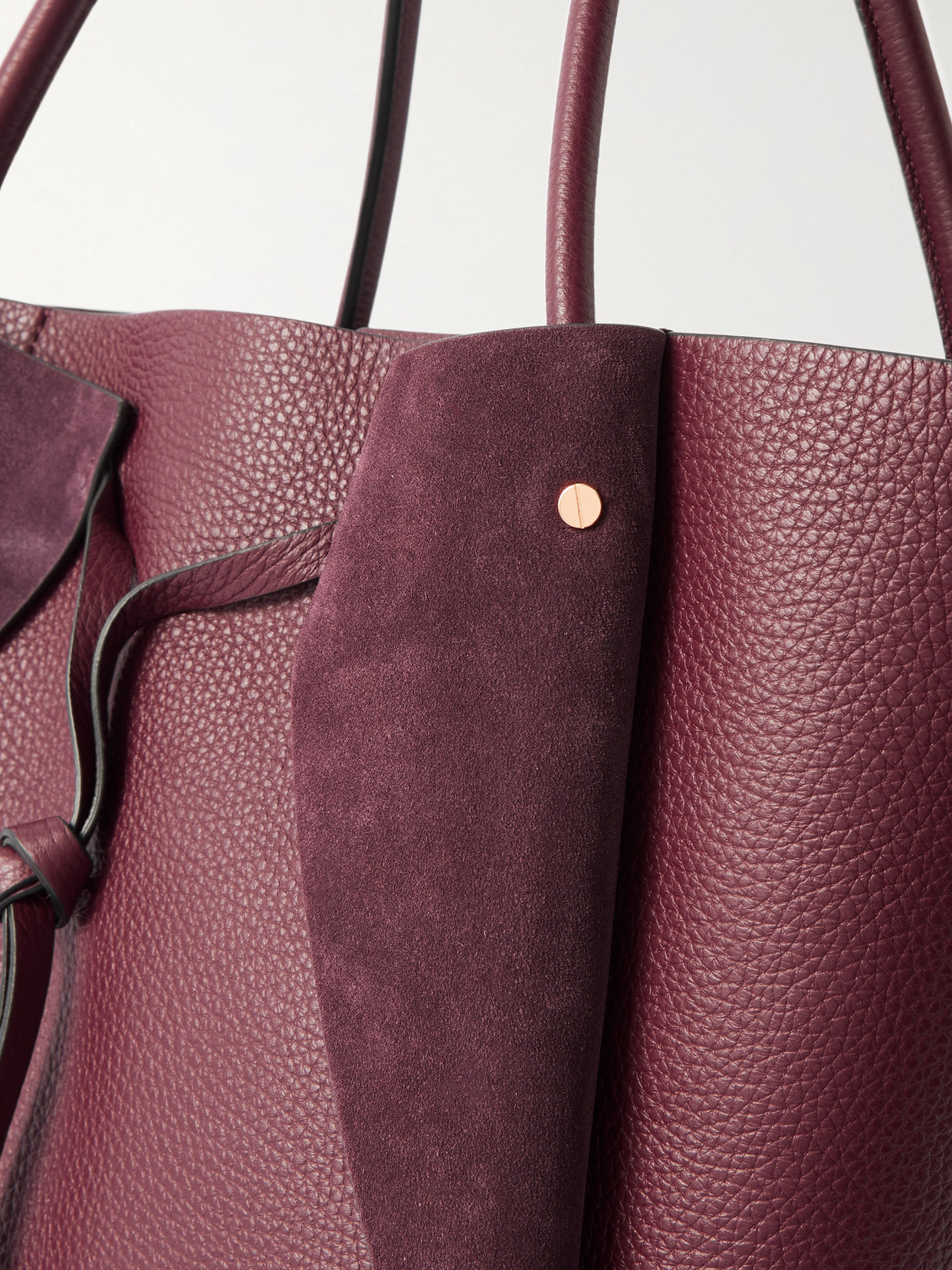 Gabriela Hearst Marija Tasseled Suede-trimmed Leather Tote In Burgundy