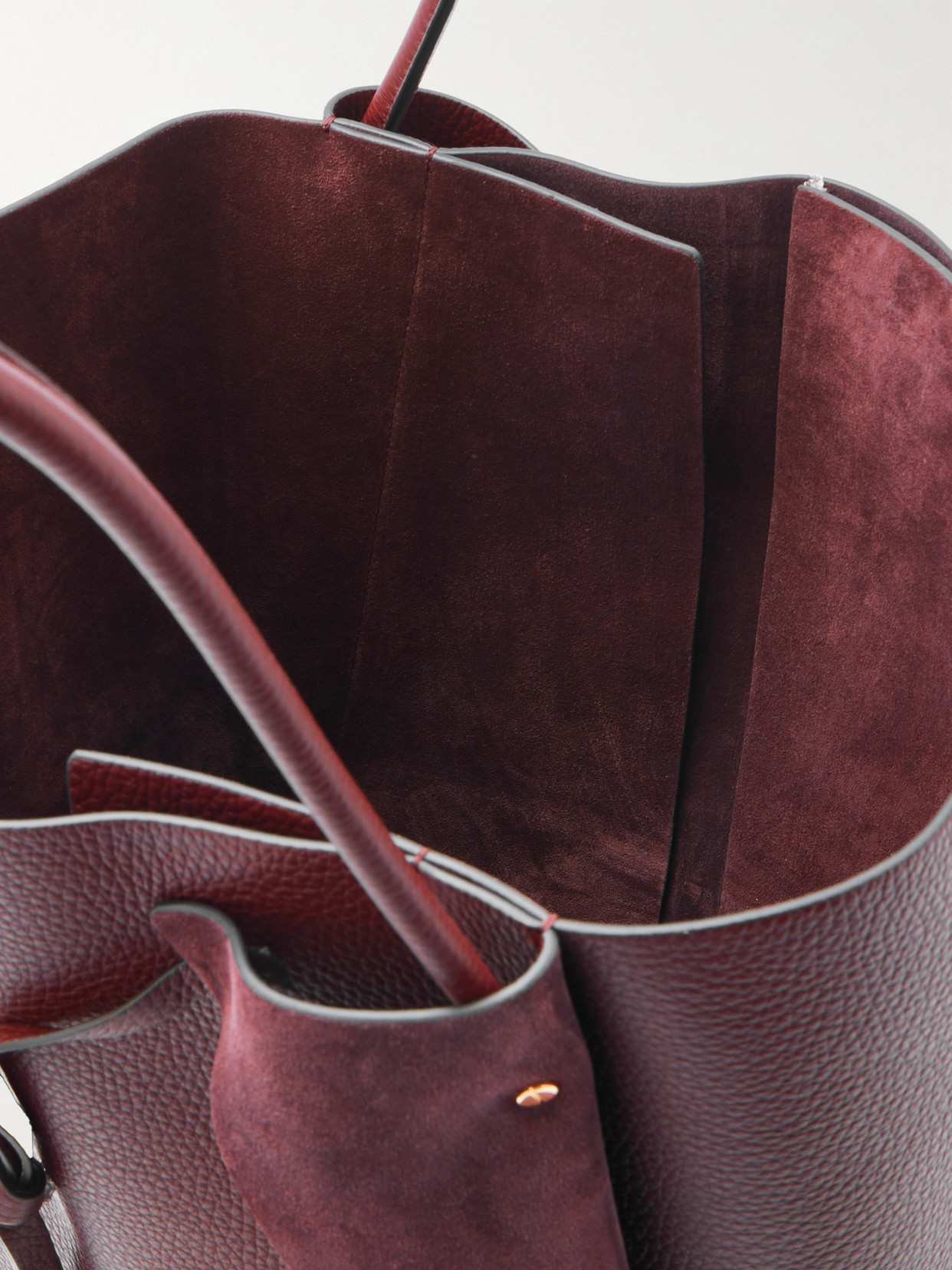 Gabriela Hearst Marija Tasseled Suede-trimmed Leather Tote In Burgundy