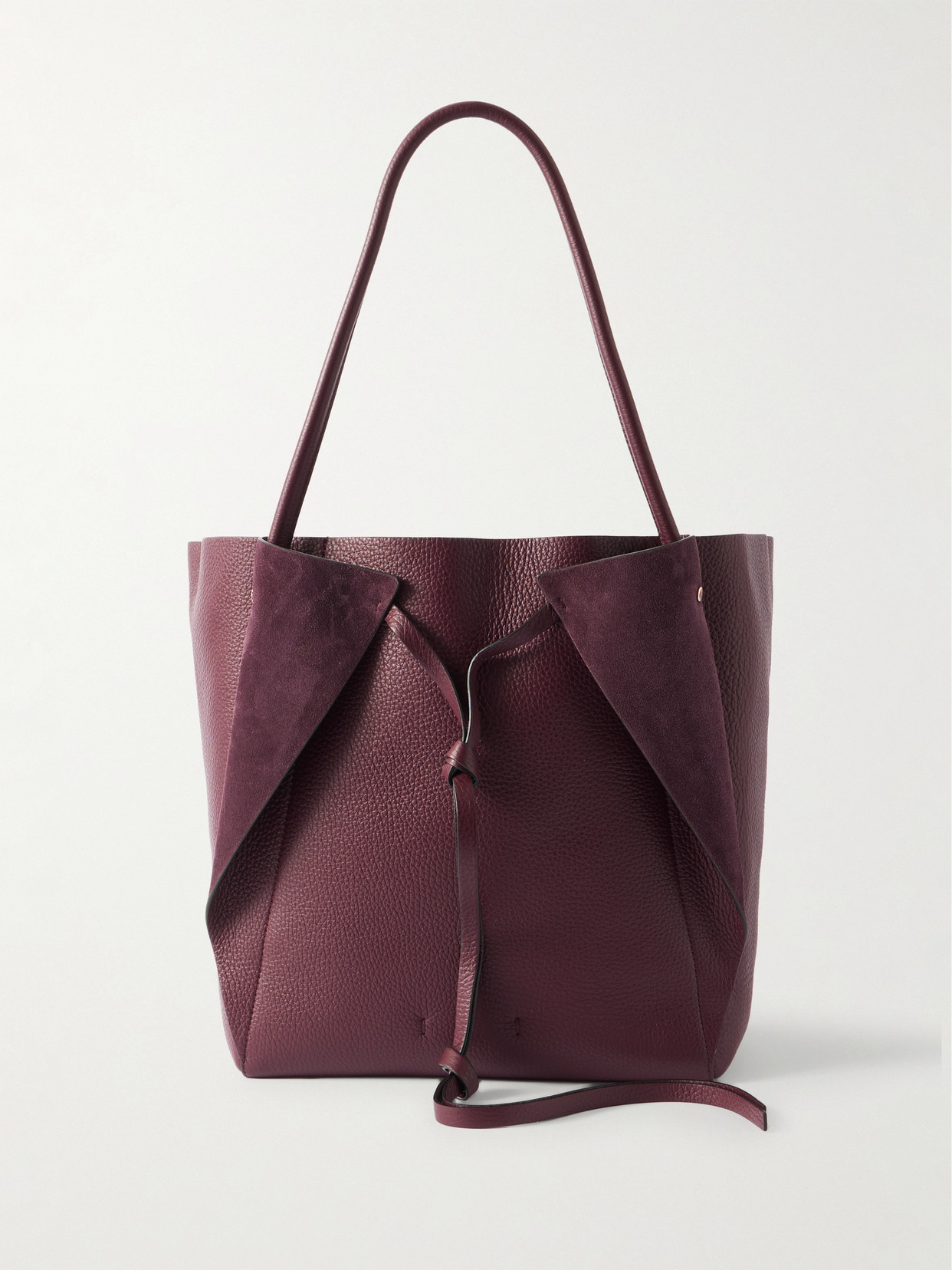 Gabriela Hearst Marija Tasseled Suede-trimmed Leather Tote In Burgundy