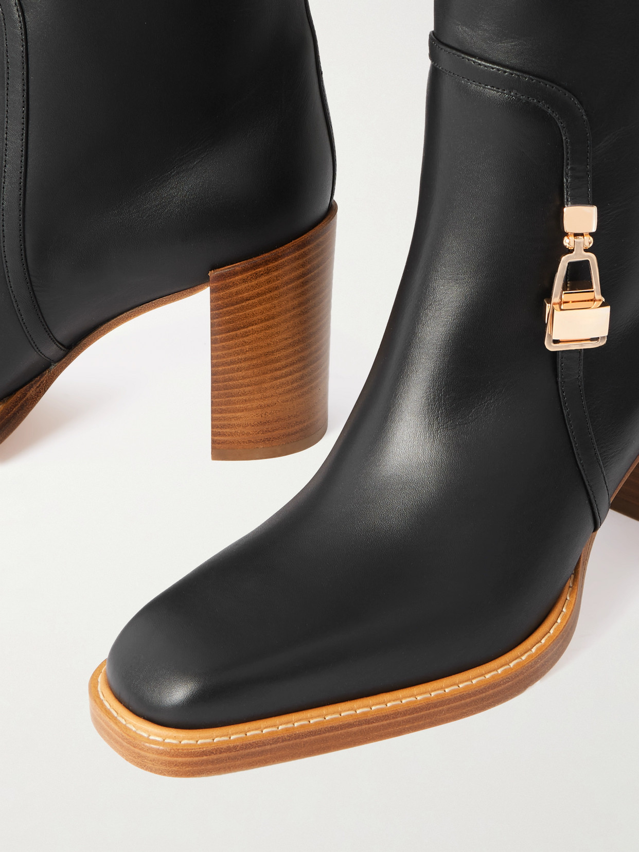 Nina Embellished Leather Knee Boots